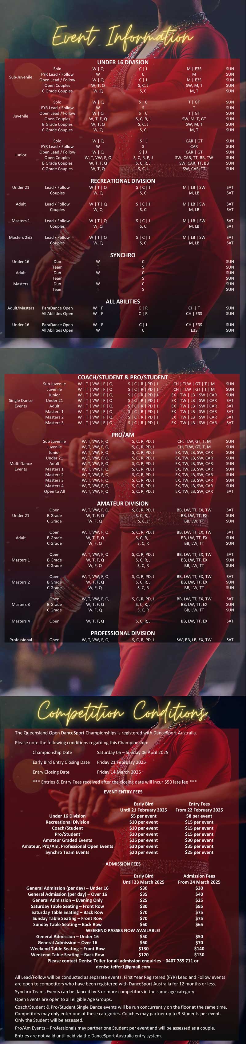 Syllabus for 2025 Queensland Open Championship - Saturday