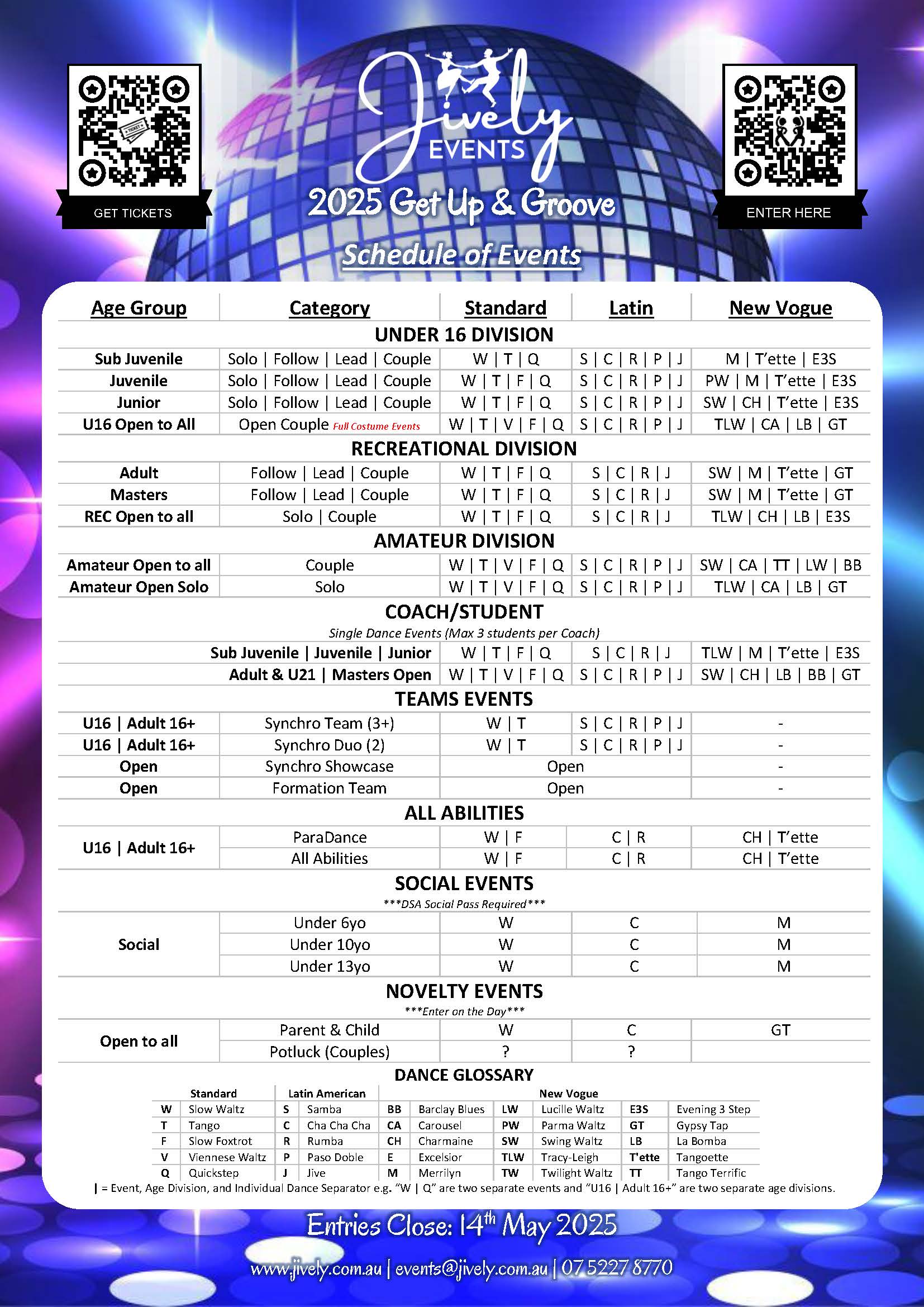 Syllabus for 2025 Jively Get Up & Groove DanceSport Development Event