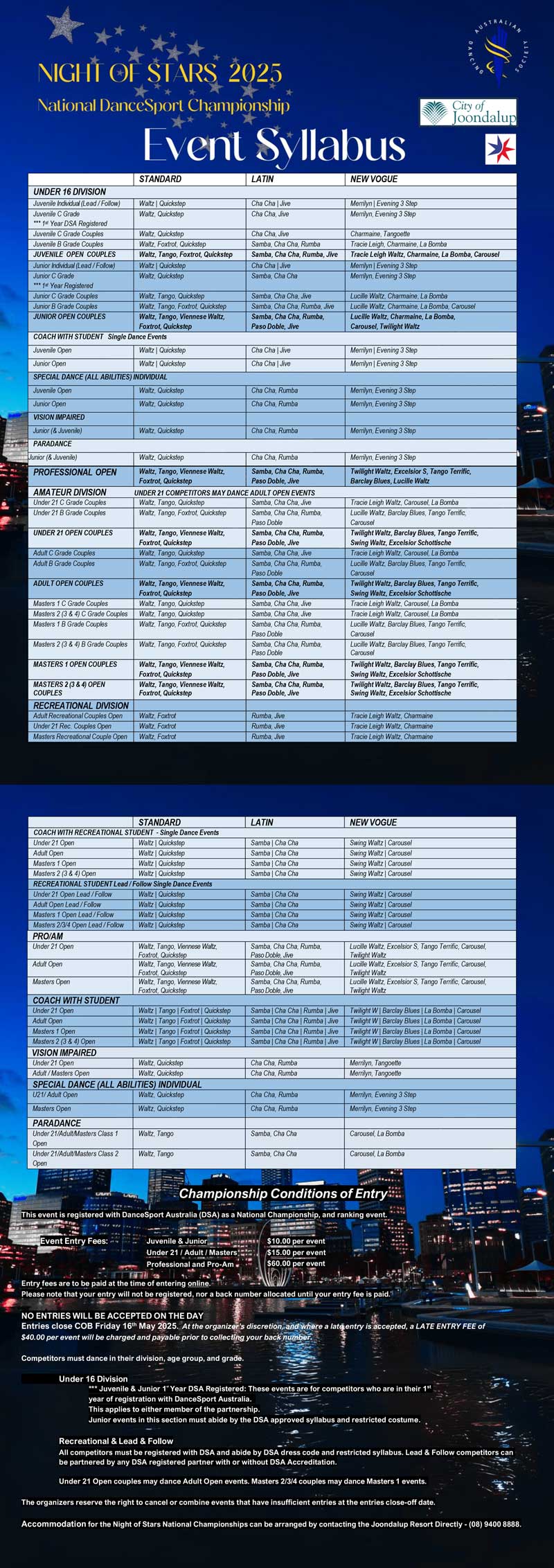 Syllabus for 2025 ADS Night of Stars National Championship
