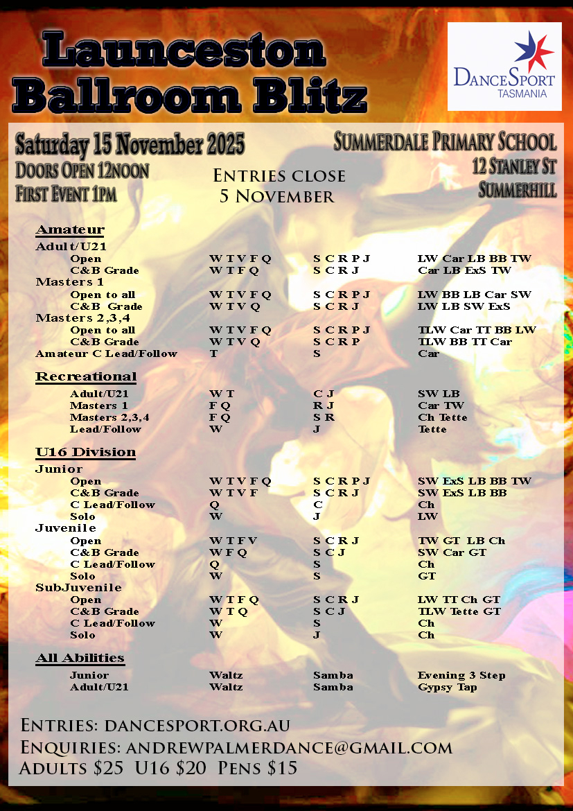 Syllabus for 2025 Launceston Ballroom Blitz