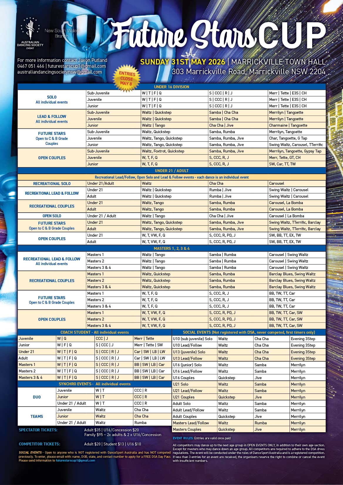 Syllabus for 2026 ADS NSW Future Stars Cup