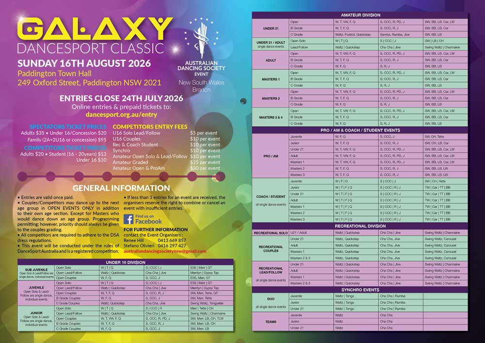 Syllabus for 2026 ADS NSW Galaxy DanceSport Classic