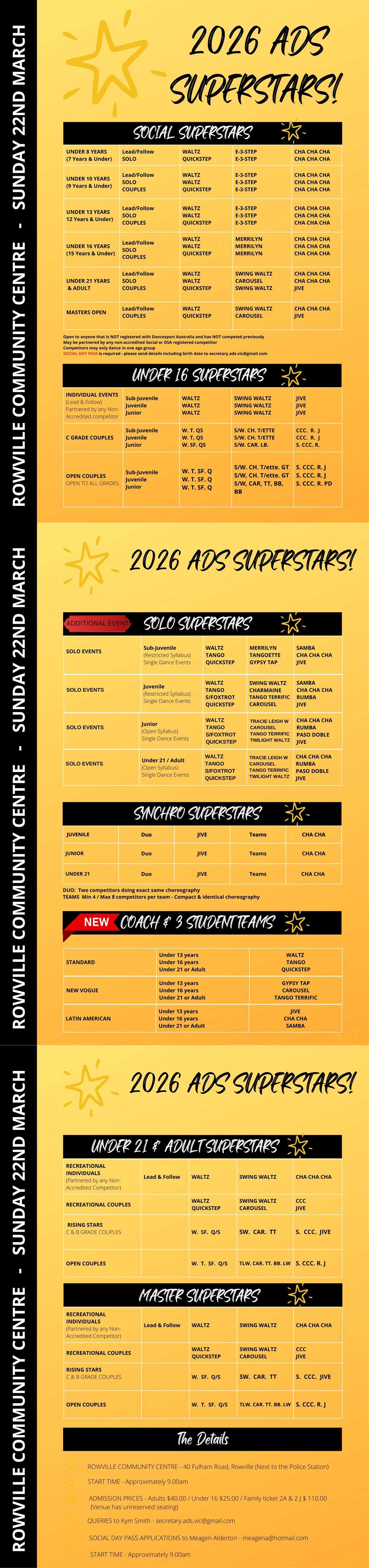 Syllabus for 2026 ADS Vic Superstars