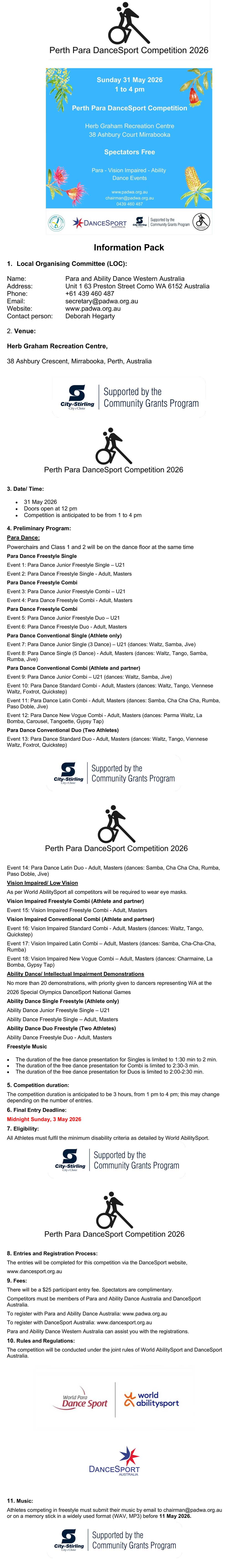 Syllabus for 2026 Perth Para DanceSport Competition
