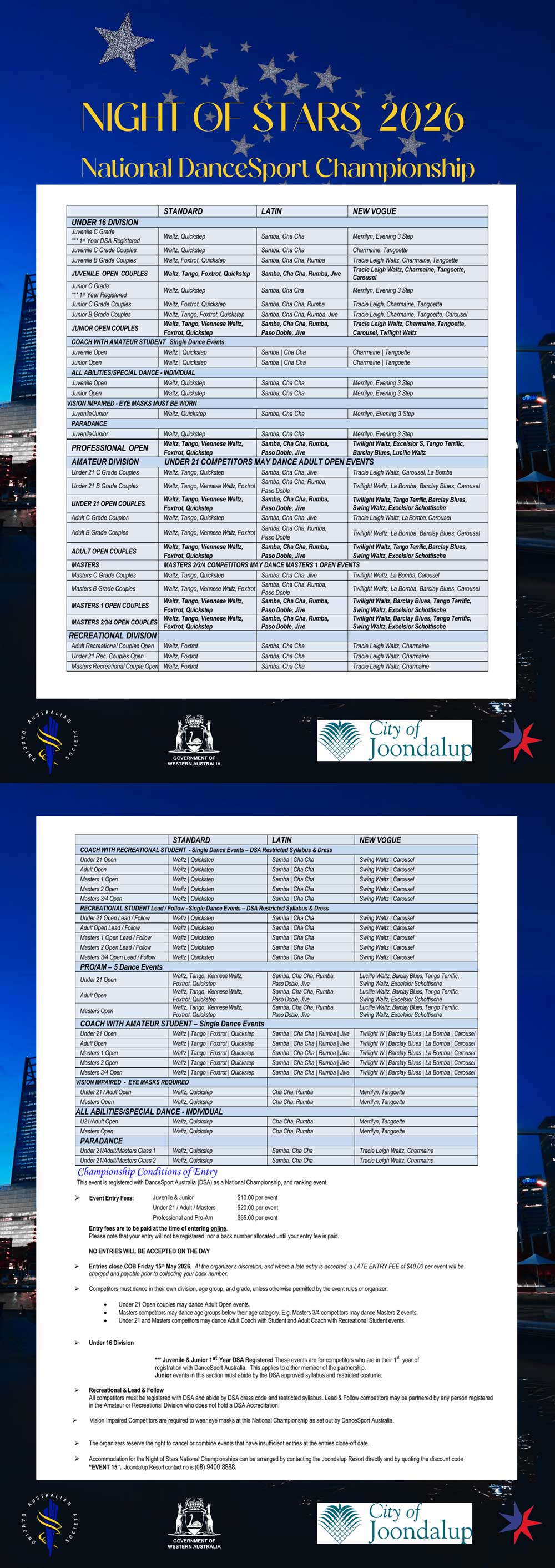 Syllabus for 2026 ADS Night of Stars National Championship